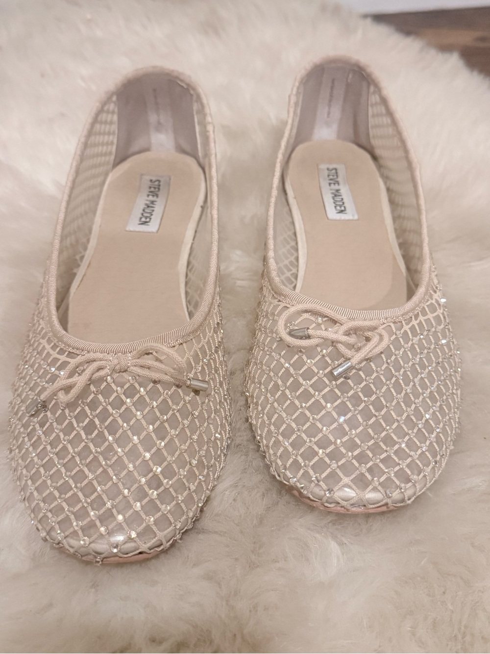 Steve Madden Blossoms-M Rhinestone Mesh Ballet Flats – Women’s Size 9M